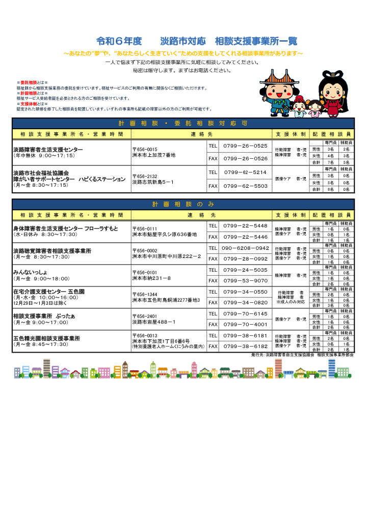 令和6年度　淡路市対応　相談支援事業所一覧