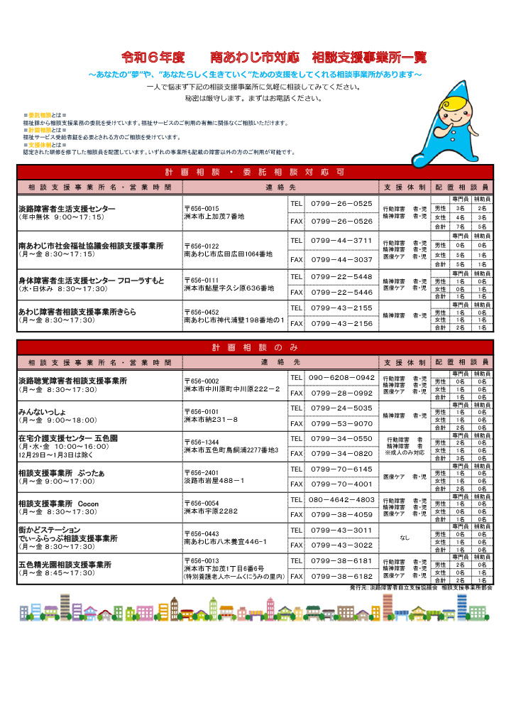 令和6年度　洲本市対応　相談支援事業所一覧