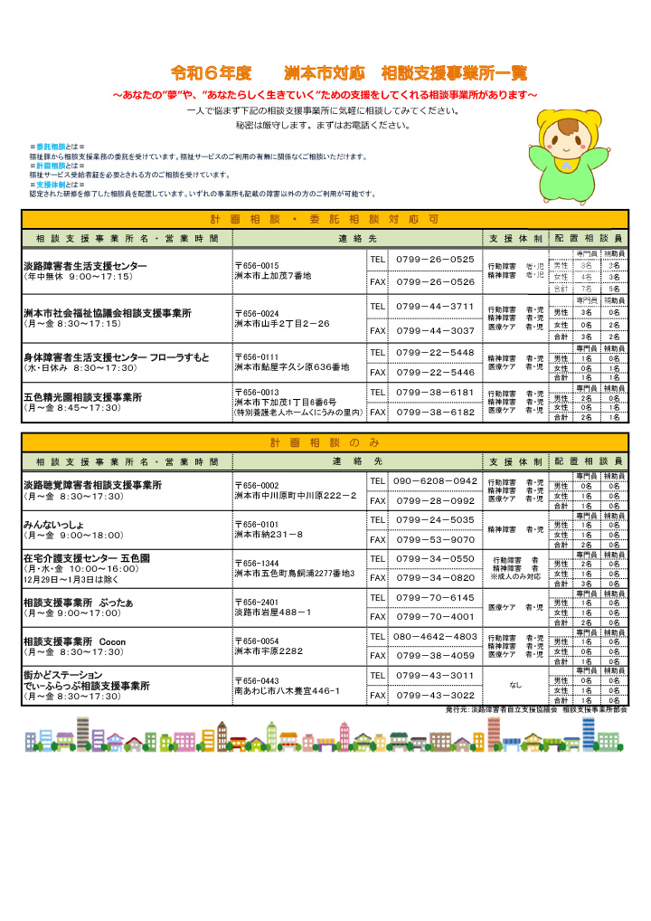 令和6年度　南あわじ市対応　相談支援事業所一覧